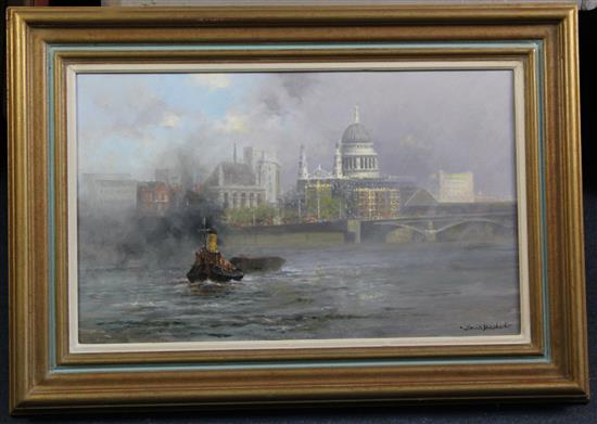 § David Shepherd (1931-) St Pauls from the Thames, 12.5 x 20.5in.